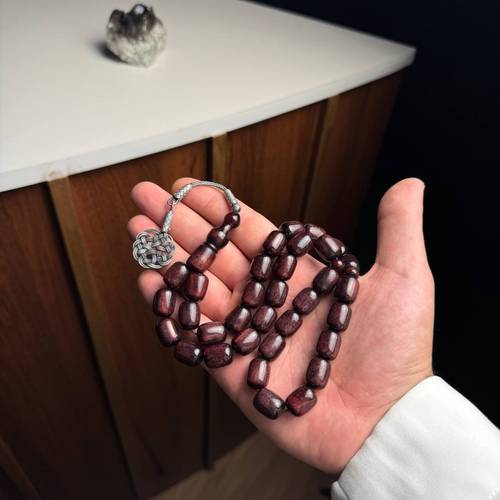 سبحة فاتوران ياقوتيه بطربزونة فضة عيار 999 -33خرزه-11