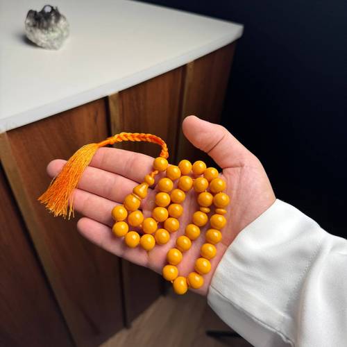 سبحة فاتوران اصفر بطربزونة فضة عيار 999