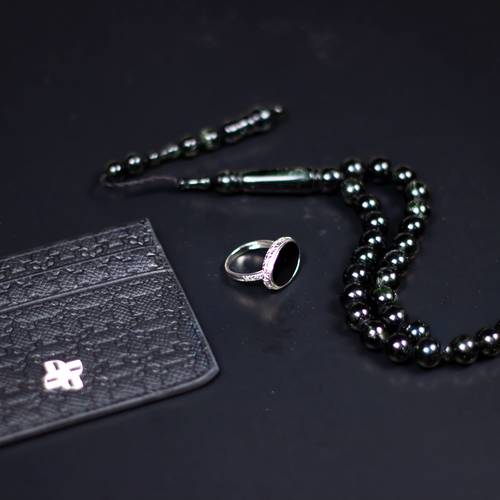 Najd Royal Set – Men’s Ring & Misbah 925 Silver Black Agate