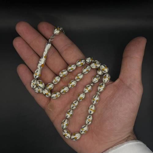 سبحة مطعمه بالفضة الاصلية  عيار 925 