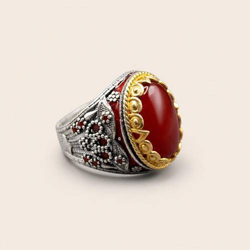 خاتم البيدق - حجر كريم طبيعي - فضة عيار 925
