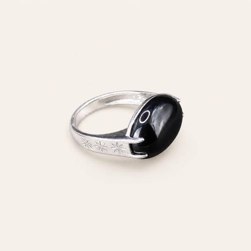 Royal Wasm Ring – Black Agate – 925 Sterling Silver
