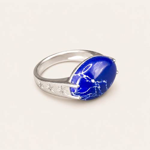 Royal Wasm Ring – blue Agate – 925 Sterling Silver