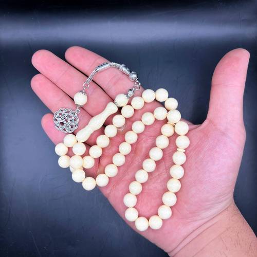 White Bakelite Beads Misbaha