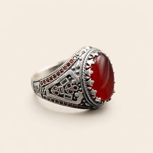 خاتم السّباق - حجر كريم طبيعي - فضة عيار 925