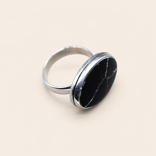 خاتم نزيه اسود  فضة اصلية عيار 925-S5