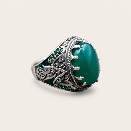 خاتم الرَّاكِز - حجر كريم طبيعي - فضة عيار 925