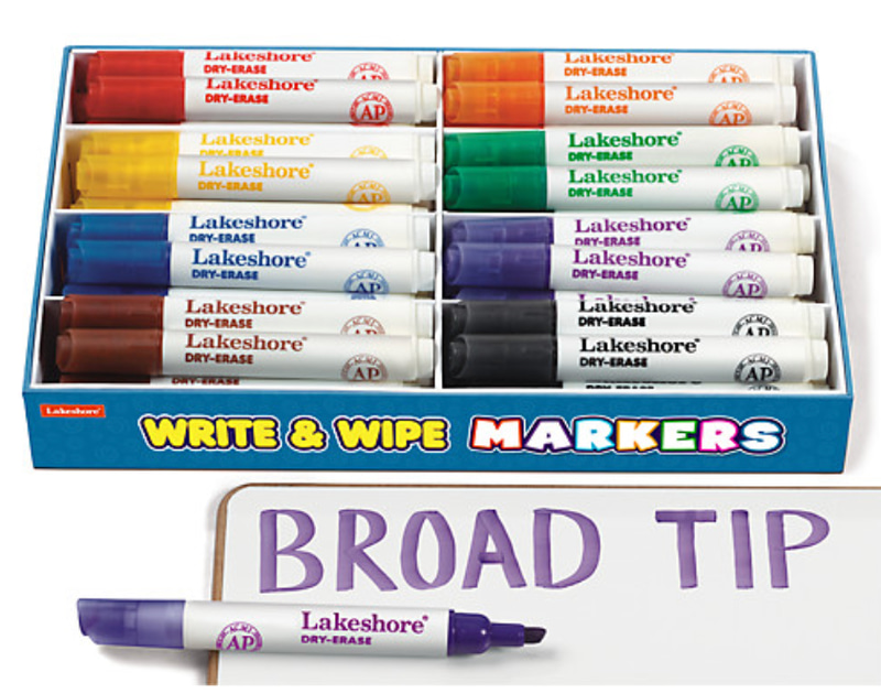 Write & Wipe Broad-Tip Markers - Class Pack
