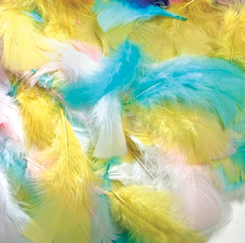 Plumage  Spring Colors - Pastels in white, pink, blue, yellow.