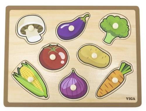 Viga - Wooden Knob Puzzle - Vegetables  