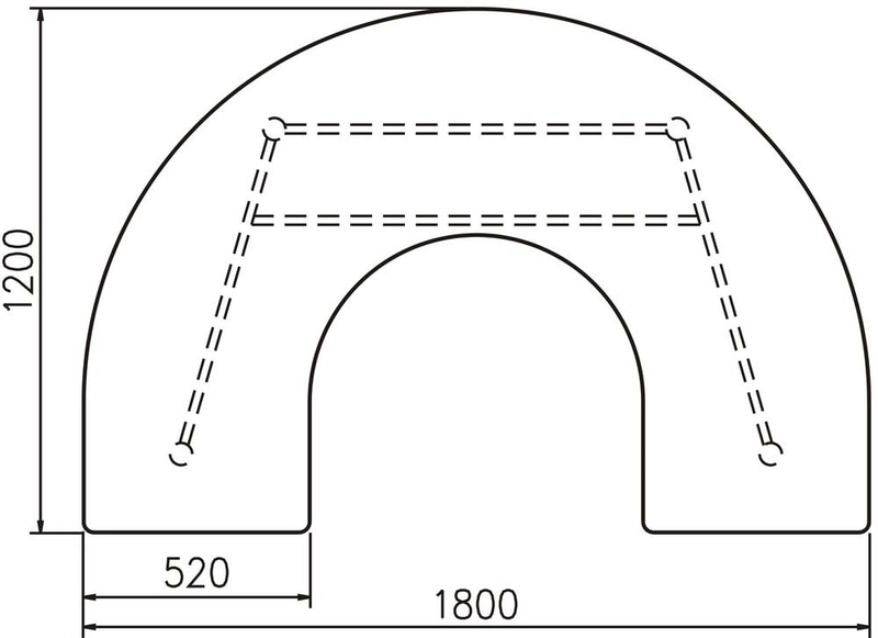 طاولة علي شكل حذوة حصان مقاس : W 1800 x D 1200 mm.