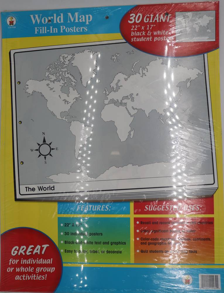 WORLD MAP FILL-IN POSTERS