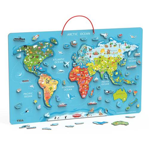 Magnetic World Puzzle + Dry Erase Board