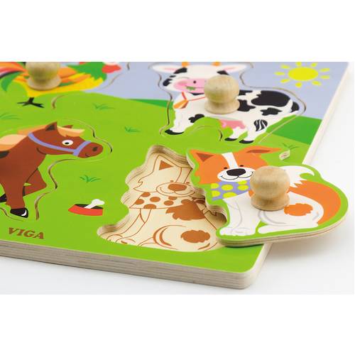  Flat Puzzle w/Big Wooden Knob 
- Farm Animals 