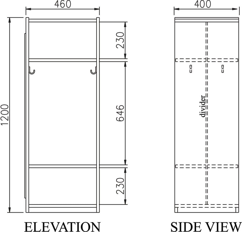 دولاب الملبس مزدوج مقاس : W 400 x D 460 x H 1200 mm.