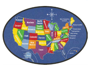 US Map Rug – Round Small. 200cm