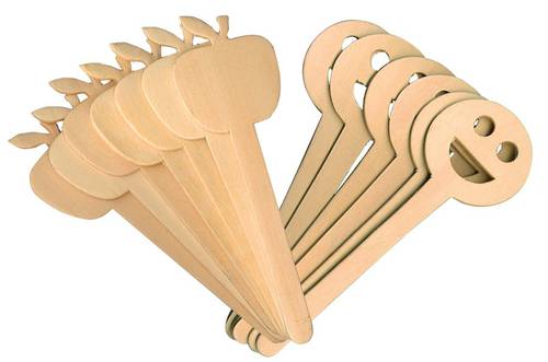 Apple & Smiley FaceWood Craft Sticks 16 pieces