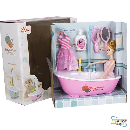 Bath doll with tub and care accessories