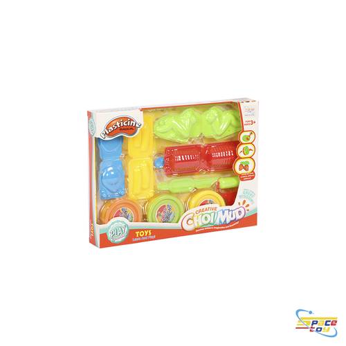 Colorful clay set with tools and molds