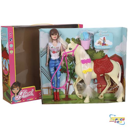Equestrian doll with horse and accessories