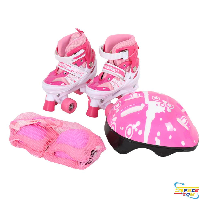 مجموعة حذاء التزلج الرباعي للأطفال (Roller Skates) مع طقم الحماية الكامل