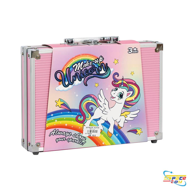 صندوق مستحضرات التجميل الفاخر للأطفال بتصميم اليونيكورن (Make-up Unicorn Vanity Case)