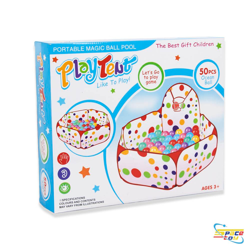 خيمة الكرات المحمولة التفاعلية للأطفال (Play Tent) – طقم متكامل مع 50 كرة ملونة!