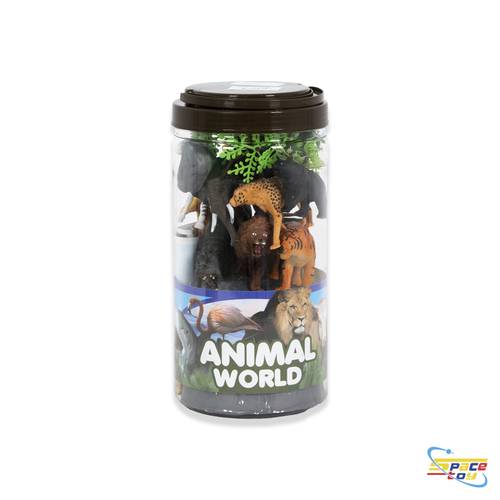مجموعة مجسمات الحيوانات البرية التعليمية (Animal World Big Jar)