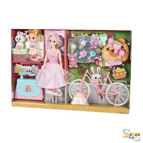 Doll with bike and accessories - Happy Time