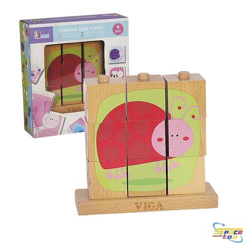 Educational wooden cube puzzle