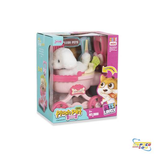 مجموعة الحيوان الأليف الناعم مع عربة النزهة (Mini Plush Pet)