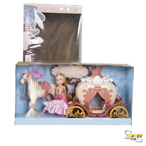 Princess doll with horse and royal carriage