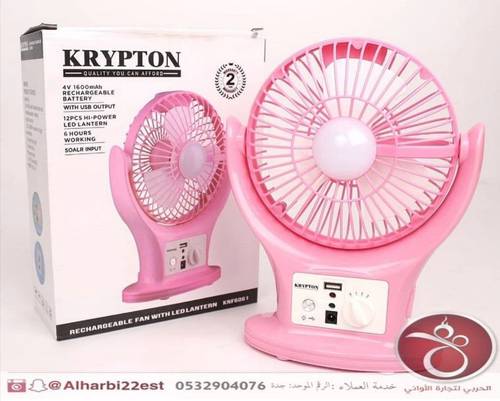 مروحة KRYPTON قابلة للشحن USB باضاءة ليد