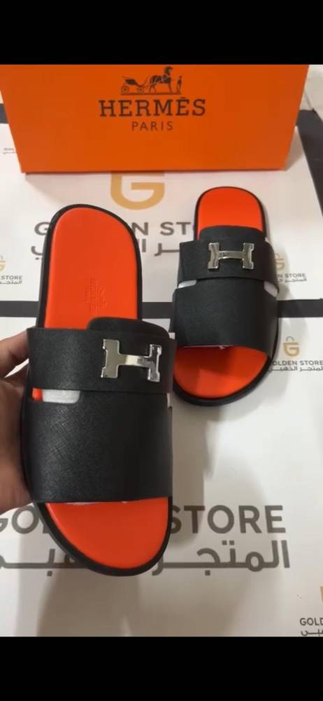 Hermes sandals - black/ orange ( H ) 