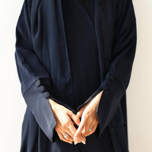 عباية كريب سراميك كحلي دبل كلوش 
