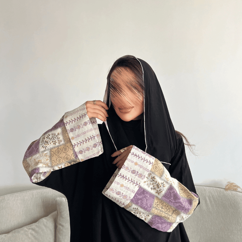 Royal Crepe Abaya with Luxe Folded Indian Linen Sleeves(Amal abaya)