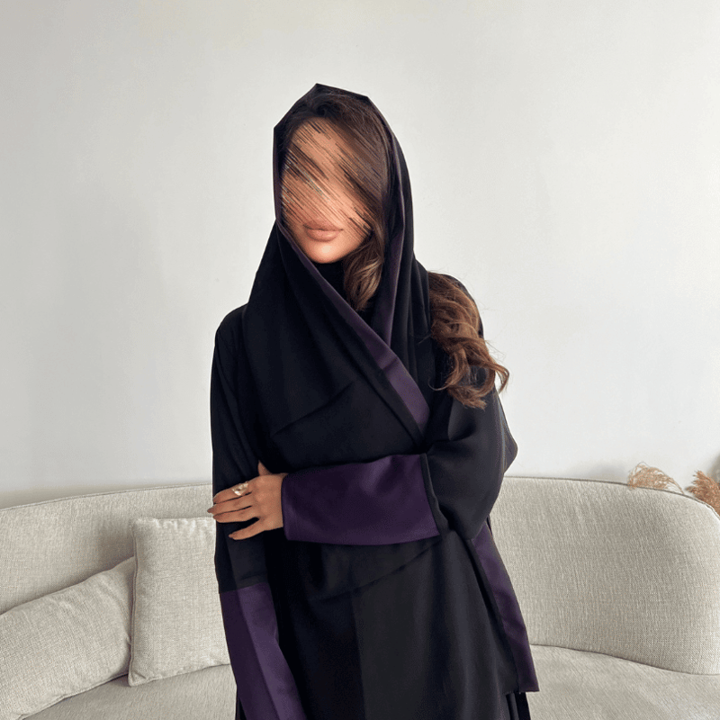عباية سوداء بأكمام استرتش (عباية ندى)