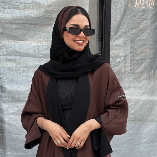 عباية دبل فيس كلوش بني وأسود