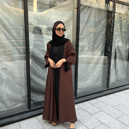 عباية دبل فيس كلوش بني وأسود