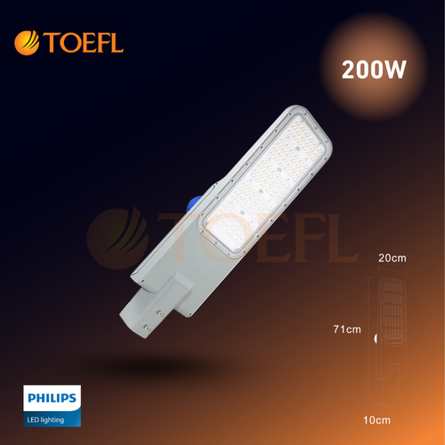 200W Outdoor LED Street Light – Built-in Philips Driver, Dusk-to-Dawn Sensor