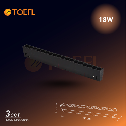 Advanced linear LED spotlight with lenses (CCT), multi‑fixed light, 18W, 33 cm, (concealed type requires transformer)