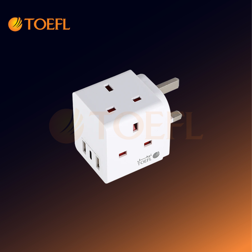 توصيلة قابس جداري أفياش ثلاثي مع منافذ USB و Type-C
