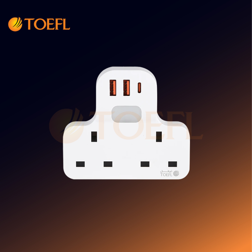 قابس جداري افياش ثلاثي 2 + مدخل 2USB +Type-C