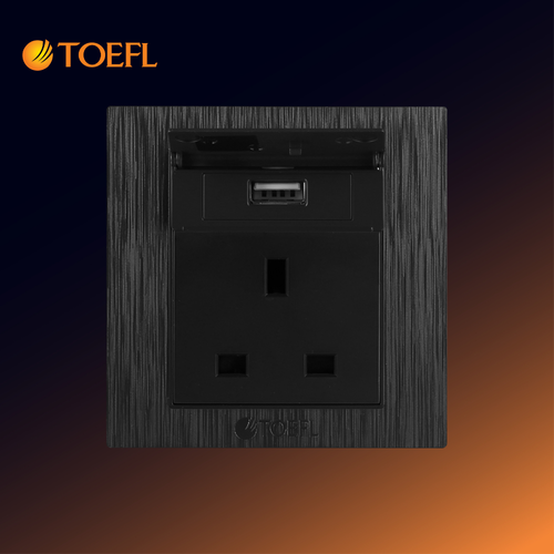 Triple Power Socket with USB Port – Stone Black