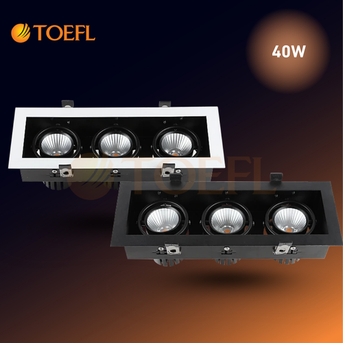 Spotlight yellow light color, full rectangular 30×10 cm, triple, 40 watts