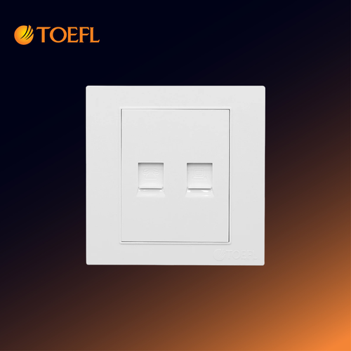 Plain white computer and telephone socket outlet