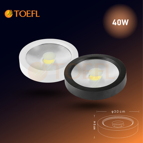 Flush-Mounted COB Light, 40 W, 30 cm