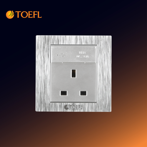 Triple Wall Socket with USB & Type-C Ports – Silver Color