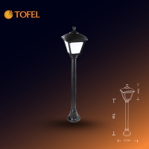 1‑Meter Floor Lantern with E27 Base – Black Fiber with White Exterior