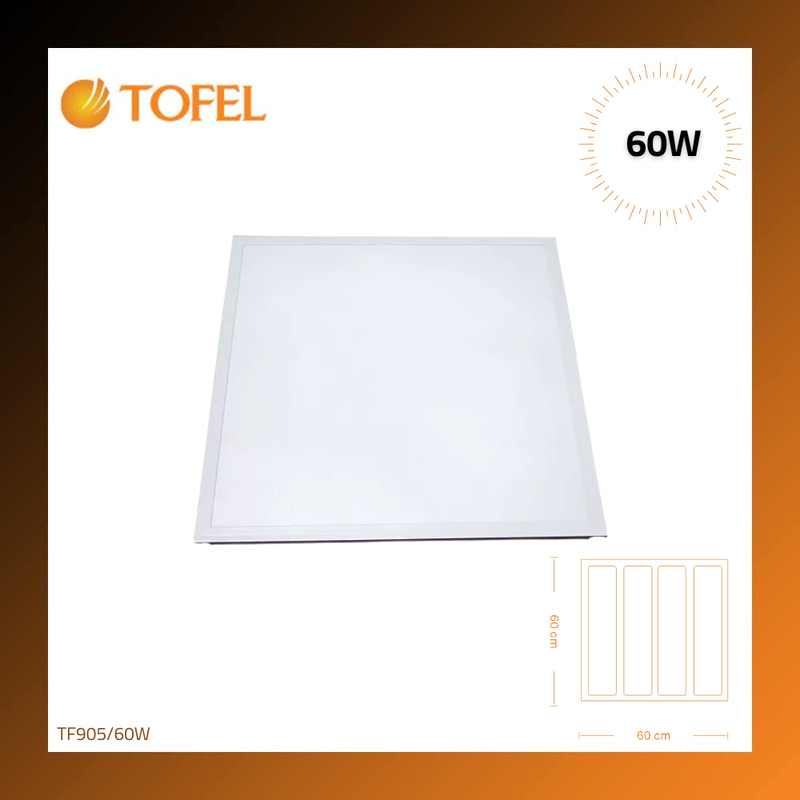 60×60 cm square ceiling light, recessed design, 60 watts
